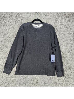 AH Shirt Mens Medium Gray Long Sleeve Henley *NWT*